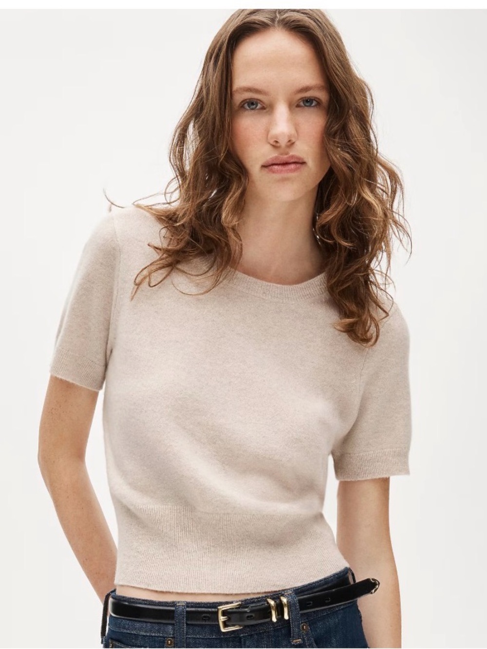 J Crew Women's Short-Sleeve Crewneck Sweater - Tan